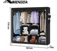 Armoire en tissu non tissé-MENGDA-Penderie portable-Armoire de Rangement-Grande capacité-pour chambre à coucher-167×45×170cm