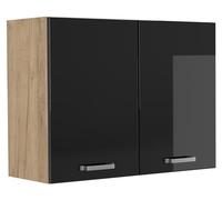 Armoire en verre Vicco R-Line Noir Haute brillance/Chêne doré 80cm, Model 71484