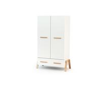 - Armoire enfant 2 portes en bois CANAILLE Blanc et Hêtre 108 x 53 x176 cm