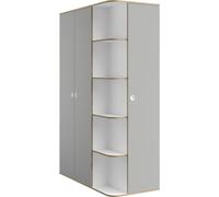 Armoire enfant ELYO – 3 portes + bibliothèque en façade – Gris & chêne