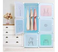 Armoire Enfant, Étagère Modulable, Dressing Enfant, Rangement Modulaire, Étagère de Rangement pour Maison, 6 Modules, Bleu