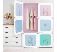 Armoire Enfant, Étagère Modulable, Dressing Enfant, Rangement Modulaire, Étagère de Rangement pour Maison, 6 Modules, Rose