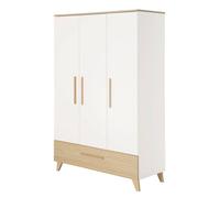 Armoire Enfant 'theo' 3 Portes - Fraisages De Haute Qualité Blanc / Chêne TU