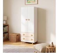 Armoire enfant Vaarentaa 2 portes 2 tiroirs 156 x 60 x 41 cm effet chêne