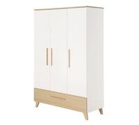 Armoire Enfants 'Theo' 3 Portes - ROBA - Fraisages de Haute Qualité - Blanc / Chêne