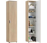 Armoire étroite multi-usages de 40 cm de large avec 1 porte et 4 étagères, Armoire universelle pour le ménage, l'entrée, le bureau ou la chambre à coucher, 40x35x184 cm (LxPxH), Chêne Sonoma