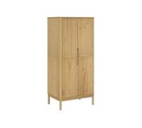 Armoire - - Floro - Bois Massif de Pin - Cire Marron - 2 Portes - 77x53x171 cm