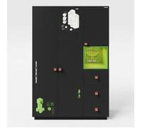 Armoire Minecraft 3 Portes Et 3 Tiroirs Avec Éclairage Led Noir - Effet Carbone Noir TU