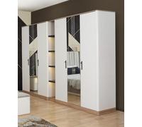 Armoire Grande Armoire Portes extérieures miroir Blanc Chambre à coucher