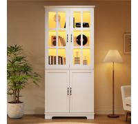 Armoire haute 80x38x180 cm - vitrine - blanc