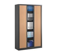 Armoire haute à rideaux monoblocs Eco-conçues 198 x 120 cm anthracite-hêtre