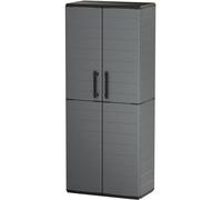 Armoire haute d'atelier TOOD, 2 portes et 3 étagères en polypropylène, 68 x 37 x H163 cm, Gris