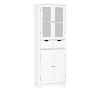 Armoire haute de cuisine - Armoire haute pour salle de bains ou cuisine - 170 cm de hauteur - 4 portes et 2 tiroirs - MDF - Style moderne - Blanc