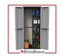 Terry - Jline 368 , Armoire à 2 portes Multifonction, Armoire à Balais, 4 Étagères, pour Intérieur et Extérieur Couvert, 68x37,5x163,5 cm
