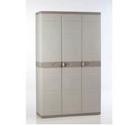 TITANIUM PLASTIKEN Armoire 3 portes avec étagères + penderie l105 x p44 x h176 cm Beige et taupe TITANIUM Gamme Intérieur / Extérieur