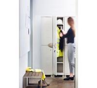 Armoire Haute de Rangement SpaceSaver, 1 Porte, 35 x 45 x 184 cm, Résine, Taupe et Beige, Intérieur/Extérieur