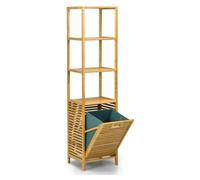 Armoire haute de salle de bain avec panier à linge en bambou avec étagères idéale pour salle de bain 40 x 33 x 160 cm naturel