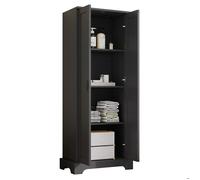 Armoire Haute de Salle de Bain - Colonne de Rangement - Grand Placard - Charnières Amortisseur - 56x40x170 cm - Noir