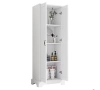 Armoire Haute de Salle de Bain - Colonne de Rangement - Grand Placard - Charnières Amortisseur - 56x40x170 cm - Blanc
