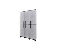 Armoire Haute En Polypropylène, Ligne Family, étagères + Porte-balais, Gris, 102 X 37 X 169 Cm