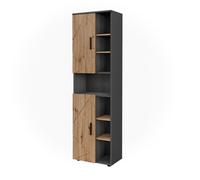 Armoire haute Irma, 50x172cm avec 2 portes, Anthracite/Chêne de force doré, Vicco 54781