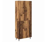 Armoire haute moderne - vidaXL - Bois ancien - 69,5x34x180 cm - Bois aggloméré et verre - 4 portes - Rangement efficace