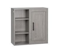 Armoire haute murale de salle de bain ou WC placard 1 porte 3 niches dim. 48L x 20l x 50H cm panneaux particules gris