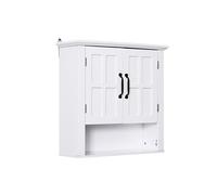 HomCom Armoire haute murale de salle de bain/WC MDF 2 portes 2 étagères 60x20x58 cm Blanc