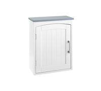 Armoire haute murale de salle de bain ou WC - placard porte avec étagère réglable - dim. 41L x 18l x 52H cm - MDF blanc gris