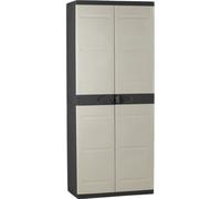 Armoire Haute Plastiken Titanium, 70 x 44 x 176 cm, Beige et Noir, 4 Étagères, 15 kg par Étagère, Résine Recyclable