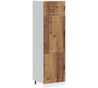 Armoire haute Porto, imitation bois vieilli, fabriquée en panneaux de particules, dimensions : 60 x 57 x 207 cm. Grand placard de rangement avec portes et pieds réglables, offrant plus d'espace de sto