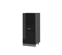 Vicco Armoire Haute R-Line, Noir Haute Brillance, 60cm | Grande porte · 3 Tablettes · Pieds réglables en hauteur · 1 Tiroir · Librement combinable