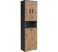 Armoire haute Vicco Irma Anthracite/Chêne de force doré 50x172cm avec 3 portes, Model 54780