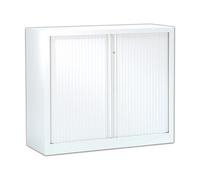 Armoire hauteur comptoir à rideaux monoblocs Eco-conçues 100 x 120 cm blanc-blanc