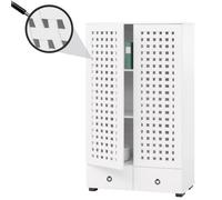 Armoire HWC-N87, armoire de salon, design 3D tressé 2 portes 3 compartiments de rangement 2 tiroirs Soft-Close, 138x80x36cm blanc
