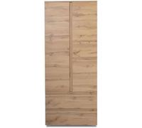 Armoire Image 7 - Décor Chene - 2 Portes + 2 Tiroirs - L80 X H191 X P40 Cm