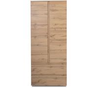 Armoire IMAGE 7 - Décor chêne - 2 portes + 2 tiroirs - L80 x H191 x P40 cm