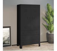 Armoire industrielle - vidaXL - Métal - Noir - 90x50x180 cm - 2 étagères - 3 tiroirs