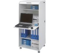 SIMMOB Armoire Informatique Blanche à roulettes 2 Tiroirs L 65.2 H 139.9 P 53.1 cm - Blanc