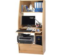 Armoire Informatique Galbée 6 Niches Serrure L 80.5 H 171.5 P 59.3 cm - Hêtre - L 80.5 x l 59.3 x H 171.5 cm