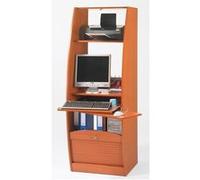 Armoire Informatique Galbée Largeur 60 cm 5 Niches - Merisier - L 60 x l 59.1 x H 171.5 cm Blanc G