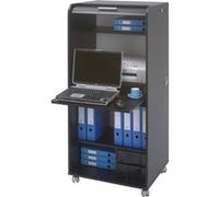Armoire Informatique Mobile Noire 2 Tiroirs 5 Niches - Bambous 912 - L 65.2 x l 53.1 x H 139.9 cm Noir G