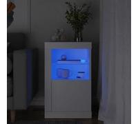 vidaXL Armoire Latérale avec Éclairage LED, Meuble de Rangement avec Étagère en Verre, Buffet de Salon Intérieur, Moderne, Blanc Bois d'Ingénierie