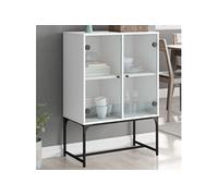 vidaXL Armoire latérale avec portes en verre blanc 69x37x100 cm 836546 Blanc G