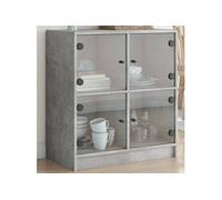 vidaXL Armoire avec portes en verre - Gris béton