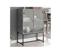 vidaXL Armoire latérale avec portes en verre gris béton 69x37x100 cm836549 Gris G