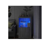 Armoire Latérale et Lumières LED, Meuble de Rangement avec Etagère en Verre, Buffet de Salon Intérieur, Moderne, 836628