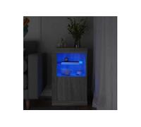 Armoire latérale et lumières LED sonoma gris bois d ingénierie