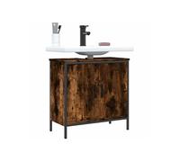 vidaXL Armoire Lavabo de Salle de Bain, Placard sous Vasque avec Porte, Meuble de Rangement, Organisateur de Toilette Intérieur, Chêne Fumé