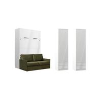 Armoire lit canapé vert et rangements assortis - LOLITA